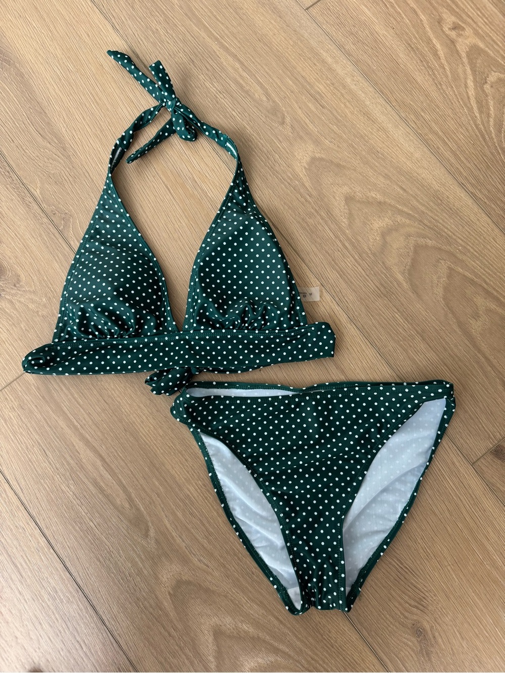 Green Polka Dot Bikini Set Medium